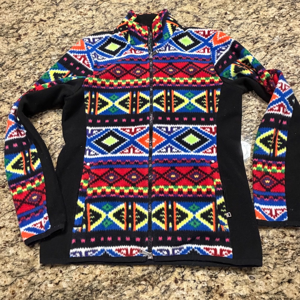Lauren Active Ralph Lauren Women Fleece Jacket Southwestern Geometric Full Zip M